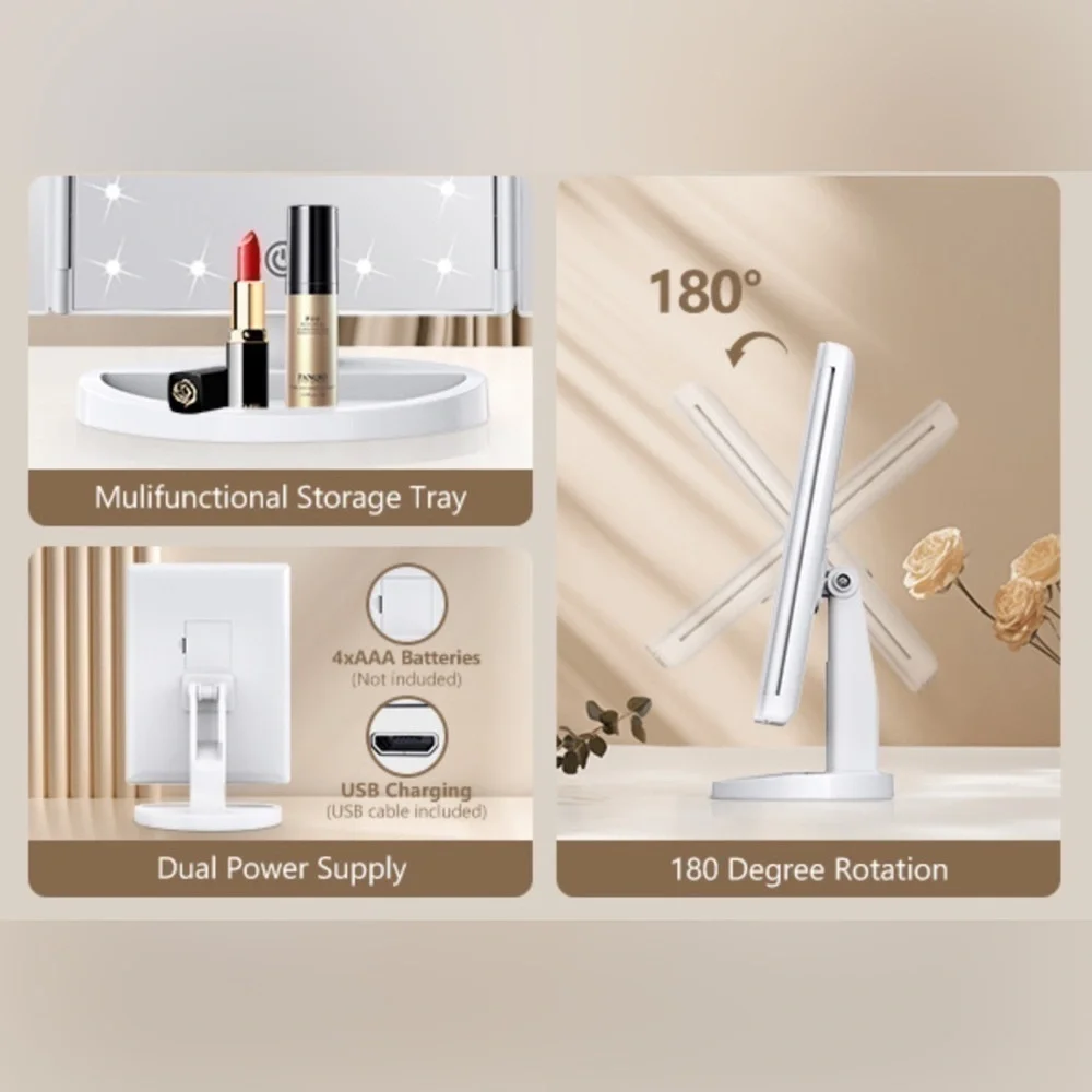 Vanity Lighted Mirror with 2x,3x and 10x magnification